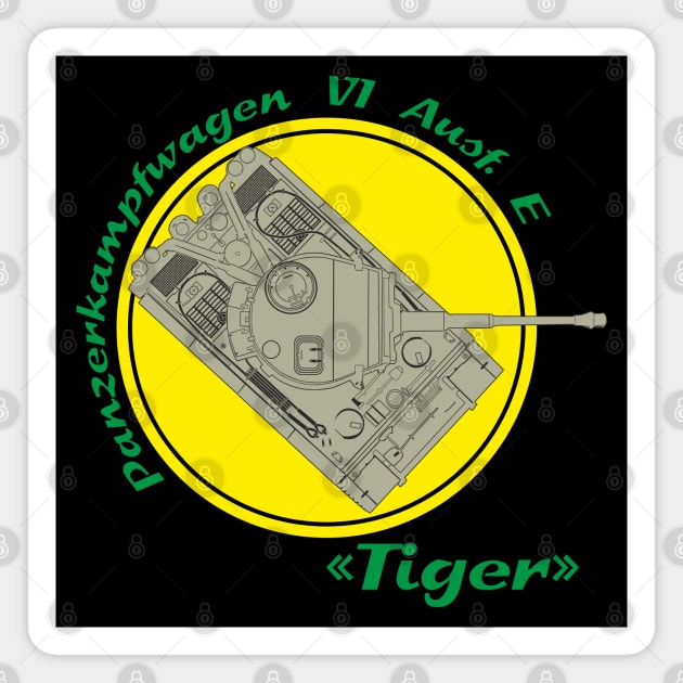 Heavy tank Pz-VI Tiger on a yellow background Magnet by FAawRay